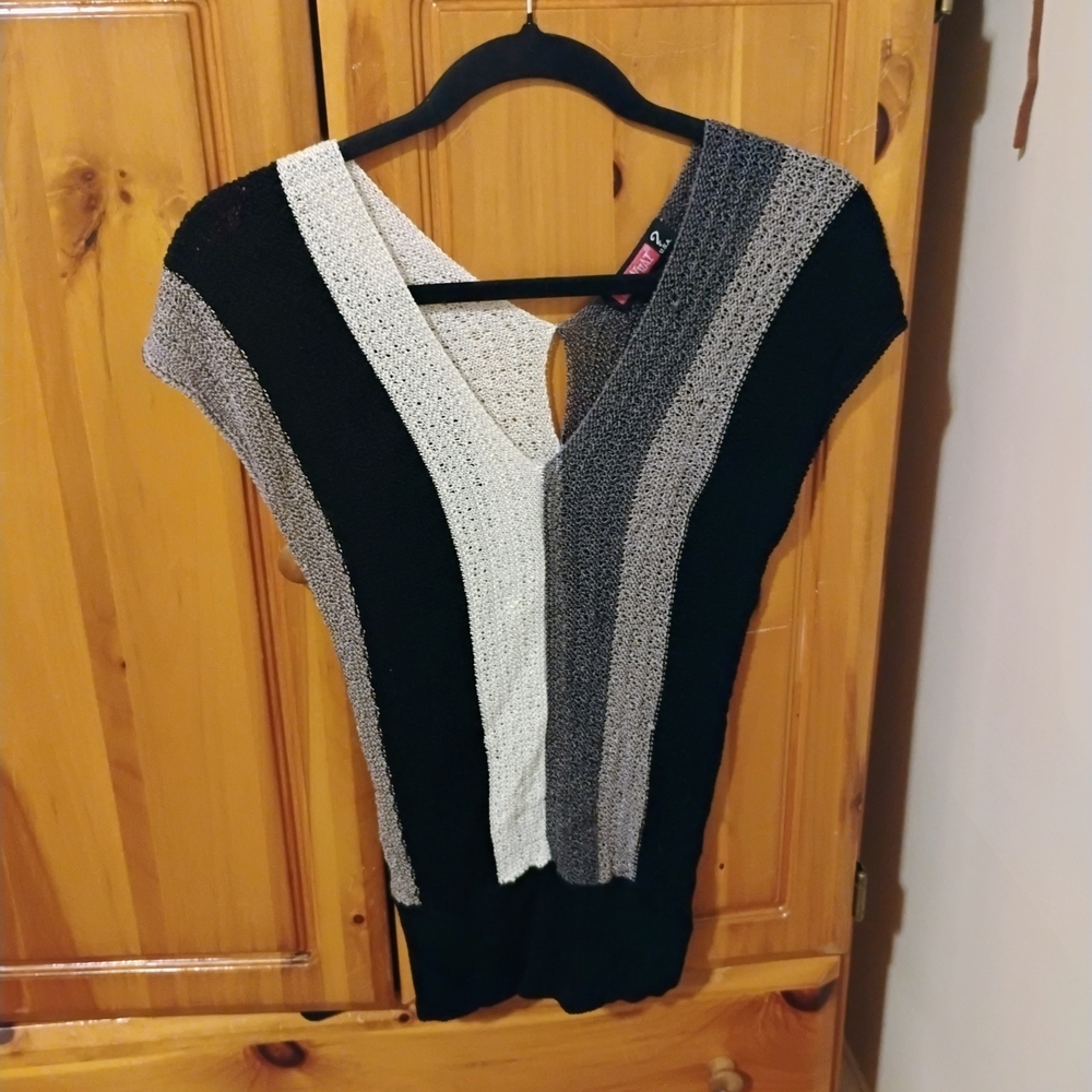 Say What? Black and Gray V-Neck Sweater